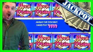 MASSIVE SLOT MACHINE JACKPOT! Hitting in BIG on Moon Rising Slot Machine - Slot Machine Bonus