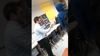teacher takes kids fidget spinner, then starts playing with it..