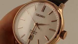 NEW Seiko Presage Automatic Zen Garden Brown Strap Date Watch SRPD42J1 - Close Up