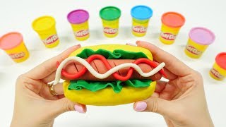 Spielspaß mit PlayDoh. Wir kneten einen Hotdog. Spielzeugvideo für Kinder