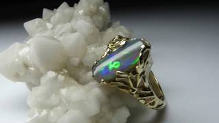 Black opal gold ring code 2088 Золотое кольцо с черным опалом