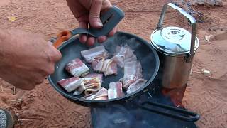 (Short) Breakfast Hash Burritos Firebox Stove Style In Utah's Red Rock Desert!