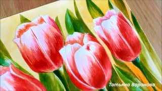 Тюльпаны акварелью (процесс рисования)/watercolor tulips( drawing process)