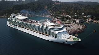 Liberty of the Seas Cruise Ship Drone Views in Roatan, Honduras