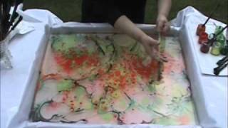 Oil Colour over Marbling on Canvas