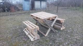 Asztal és pad raklapból