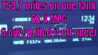 753 miles on one tank! 57.4 mpg 2011 Prius