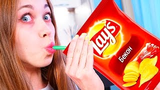 Обычная ЕДА ПРОТИВ ЧИПСОВ Челлендж! Real Food vs Gummy Food