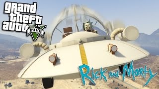 GTA 5 Mods - RICK AND MORTY MOD w/ RICK & SPACESHIP (GTA 5 Mods Gameplay)