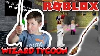 DRINKING MAGIC POTIONS , RACING WITH BROOMSTICKS in ROBLOX WIZARD TYCOON | 2 PLAYER | TEAM WITH DAD
