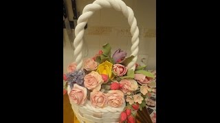 Торт корзина с цветами / Basket with flowers. Cake