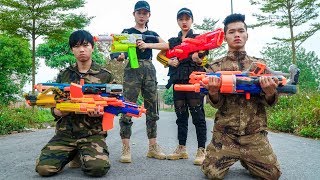 Xgirl Nerf War: Two Girls Fight Robber Group Nerf Guns | Warriors X Girl Skills Anti-Crime