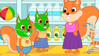 Famille d'Écureuil - Grimaces Vertes Animé 2021 en Français
