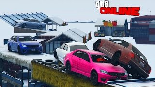 ЛЕГЕНДАРНЫЙ ПАРКУР НА МАШИНАХ! СНЕЖНЫЙ! (GTA 5 ONLINE ГОНКИ)