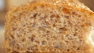 Хлеб из цельнозерновой муки с семенами льна и кунжутом. Подходит для постного стола