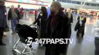 (New) Kim Kardashian with Kanye West and North West at JFK Airport in NYC