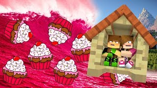 Minecraft: DESAFIO DA BASE 100% PROTEGIDA CONTRA TSUNAMI DE CUPCAKE! (TSUNAMI BASE CHALLENGE!)