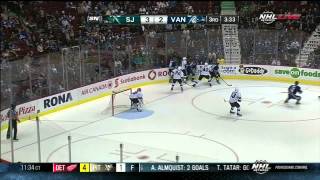 Tommy Wingels goal 3-2 SJ Sharks vs Vancouver Canucks Sept 16 2013 NHL Hockey