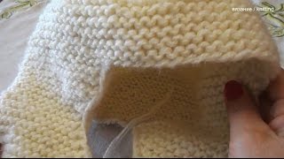Шапка ушанка спицами  /  Платочное вязание  /  Выпуск 1 / Hat with ear flaps  /  Issue 1