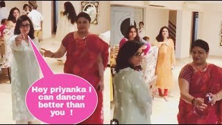 Priyanka Chopra's mom Madhu Chopra dancing with Nick Jonas' mother on her Engagement