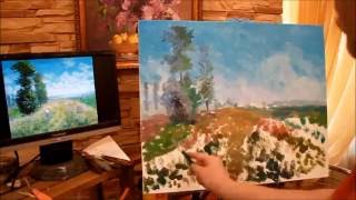 Пишем копию работы Моне "Луг с маками 1875г"