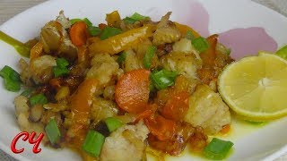 Рыба с Овощами на Сковороде. (Постное блюдо) Супер быстрое приготовление!