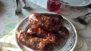 Домашняя колбаса из говядины и свинины Homemade sausage of beef and pork