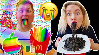 Радужная еда против Черной ! 24 часа еда одного цвета ! Челлендж