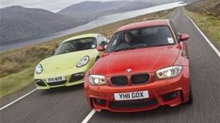 BMW 1-series M vs Porsche Cayman R video review