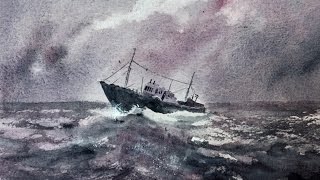 ШТОРМ  Акварелью.  Storm in Watercolour- Two colours