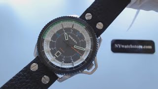 Men's Diesel Rollcage Black Leather Strap Watch DZ1717