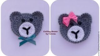 Аппликация крючком. Мишка. Мастер-класс. Сrochet bear applique Tutorial
