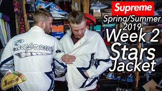 Supreme Stars Jacket S/S19 week 2 + needlepoint patch Long sleeve