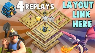 ?4 REPLAYS!?NEW TH12 WAR BASE 2019 ANTI 2 STAR Anti Everything BoWitch,Miner,Anti Queen Walk,Hog