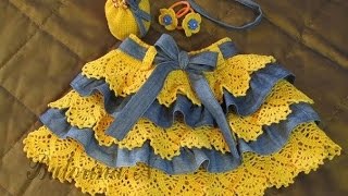 Солнечная юбка из  старых джинсов. Skirt of old jeans. Tutorial