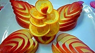 Украшения из яблока и апельсина. Как красиво оформить стол. Decorations of fruits