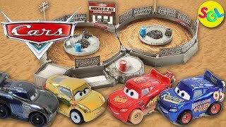 Disney Pixar Cars 3: Mini Racers Crank and Crash Derby Playset Lightning McQueen Toy Review Unboxing