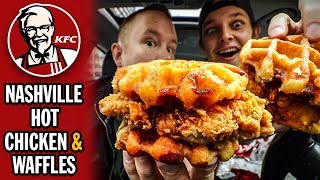KFC's *NASHVILLE HOT* Chicken & Waffles Sandwich Food Review