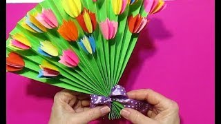 БУКЕТ-ОТКРЫТКА ИЗ БУМАГИ УКРАШЕНИЕ ДОМА ПОДАРОК ДЛЯ ГОСТЕЙ DIY