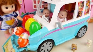 Baby Doll camping car house toy and Kinder Joy Surprise eggs