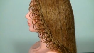 Плетение ажурной косички на длинные волосы. Braided hairstyle