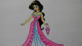 Как нарисовать ПРИНЦЕССУ ЖАСМИН #108/How to draw PRINCESS JASMINE