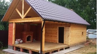 Баня из БРУСА 4,5 на 5 с террасой / Баня с ТЕРРАСОЙ
