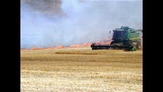Кто быстрее - комбайн или огонь? Комбайны John Deere спасают урожай от огня
