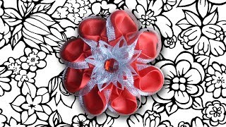 DIY Цветок канзаши из ленты 5см МК