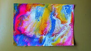Акриловая заливка на бумаге.   Лак с эффектом мокрого камня .