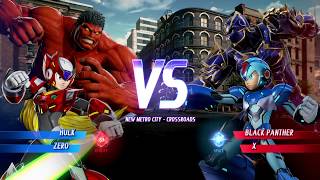 Red Hulk and Zero vs Blue Panther and X