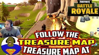 FOLLOW THE TREASURE MAP FOUND IN RISKY REELS - SEASON 5 WEEK 1 CHALLENGE - FORTNITE BATTLE ROYALE
