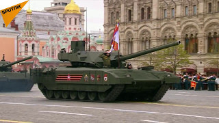 T-14 Armata Tanks & T-72B3 Battle Tank Crossing Red Sq During Victory Day Parade