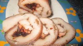 Рулет из сала с курицей и черносливом. Пошаговый рецепт с фото